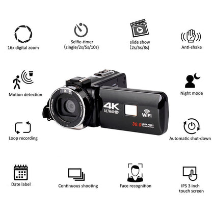 Full HD 4K Video Camera Wifi Handheld DV Professional Night Vision Anti-Shake Digital Photo Camera Camcorder Flow Stabilizer
